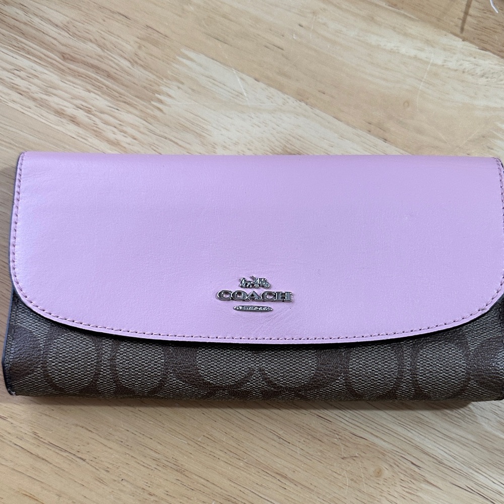 Coach NWOT Pink and Brown Women's Wallet - Picture 1 of 5